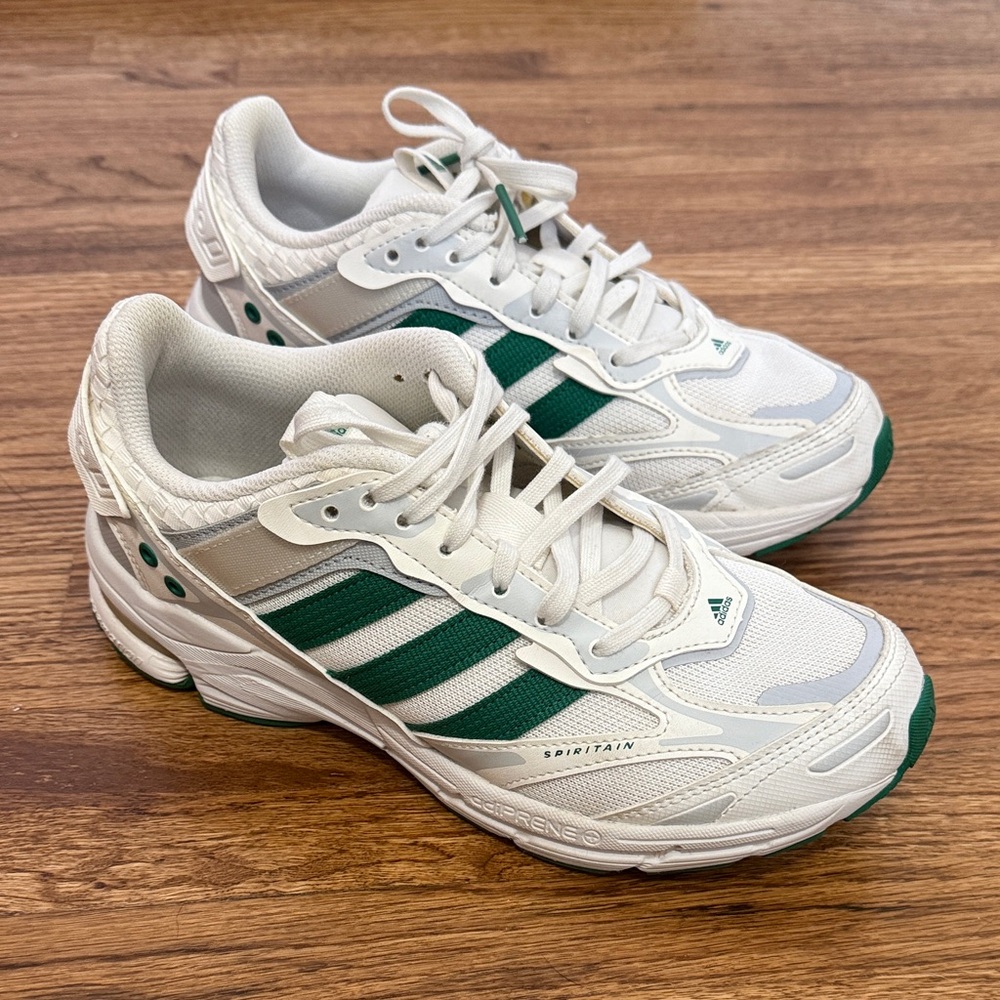 Adidas White and Green Athletic Shoes